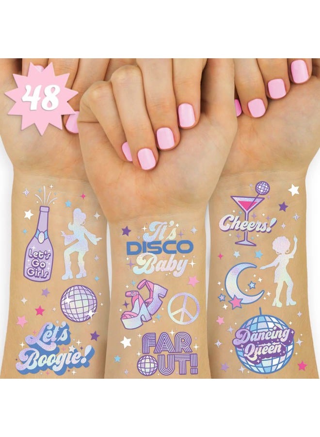 xo, Fetti Disco Birthday Party Decorations Temporary Tattoos - 44 pcs | Fun Bday Girl Party, Older, Wiser, Hotter, HBD, Disco Cowgirl Party, Hot Girl Bday - Image 1