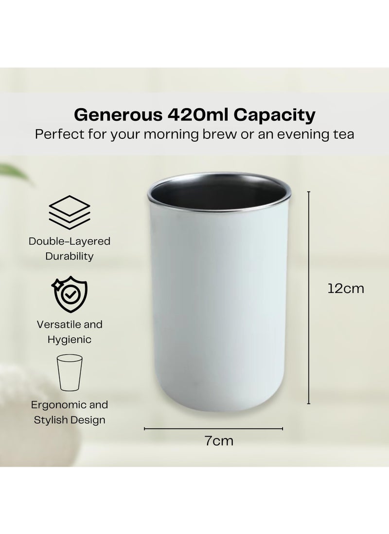 Generic - 420ml Stainless Steel Vacuum Insulated Water Flask, Double Walled Coffee Mug, Travel Mug with Leak, Proof Lid, Bpa Free, Durable Thermal Mug, Perfect Coffee Flask for Hot, Cold Drinks (White) - Image 1