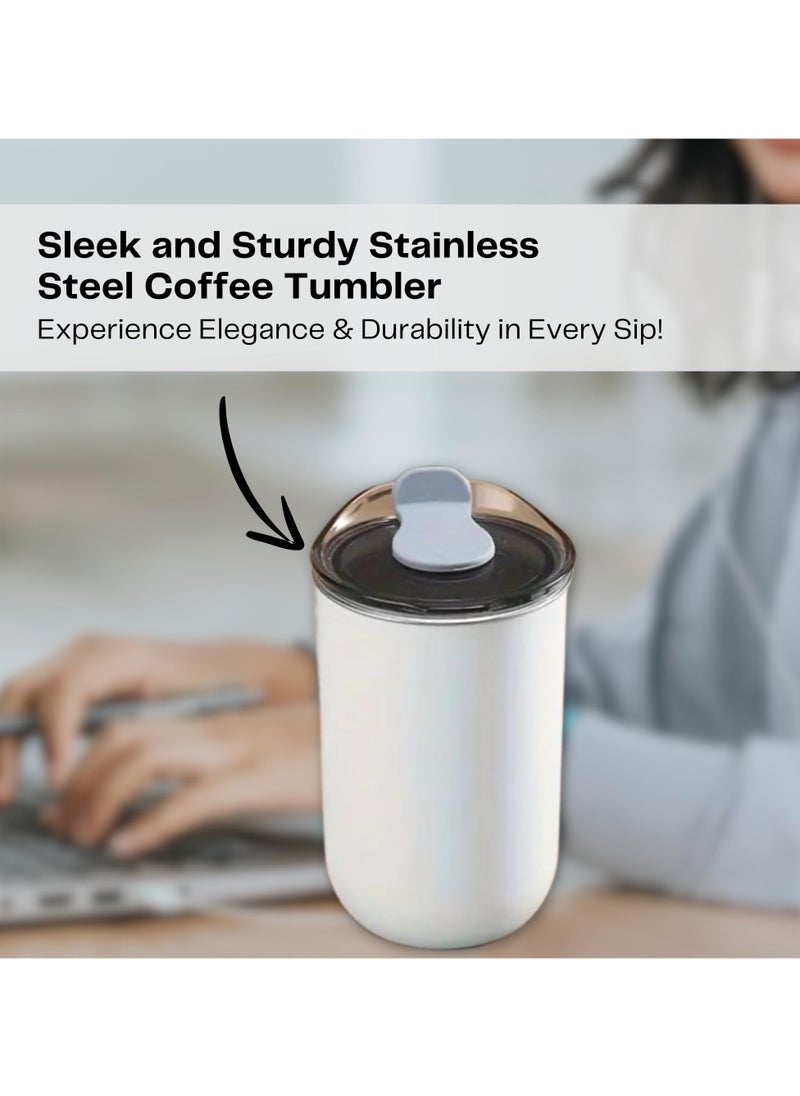 Generic - 420ml Stainless Steel Vacuum Insulated Water Flask, Double Walled Coffee Mug, Travel Mug with Leak, Proof Lid, Bpa Free, Durable Thermal Mug, Perfect Coffee Flask for Hot, Cold Drinks (White) - Image 1