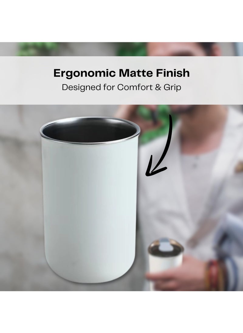 Generic - 420ml Stainless Steel Vacuum Insulated Water Flask, Double Walled Coffee Mug, Travel Mug with Leak, Proof Lid, Bpa Free, Durable Thermal Mug, Perfect Coffee Flask for Hot, Cold Drinks (White) - Image 1