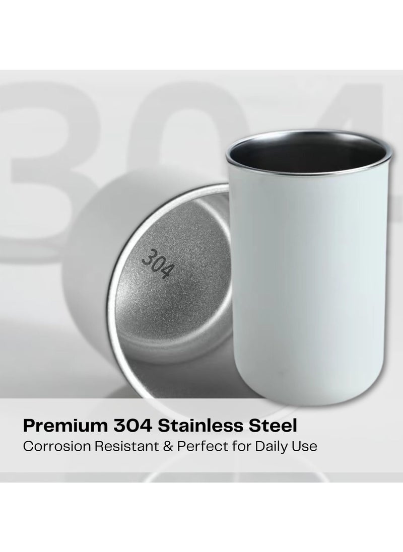 Generic - 420ml Stainless Steel Vacuum Insulated Water Flask, Double Walled Coffee Mug, Travel Mug with Leak, Proof Lid, Bpa Free, Durable Thermal Mug, Perfect Coffee Flask for Hot, Cold Drinks (White) - Image 1