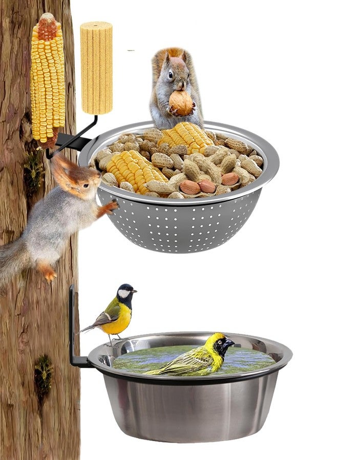 Ofasixx 2 Pack Wildlife Squirrel and Bird Feeder Bowls, Stainless Steel - Image 1