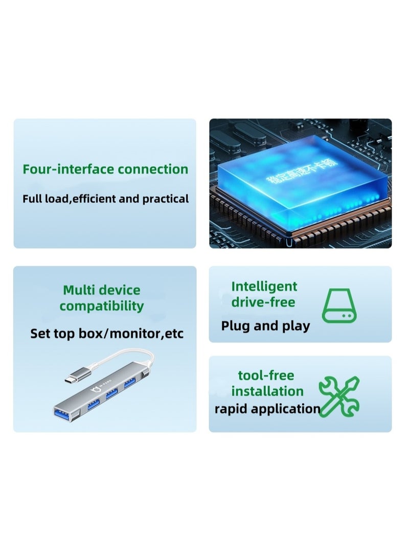 M-PARD Type-c 3.0 Hub, 4 Ports USB A Splitter Ultra-Slim USB Expander for Mouse, Keyboard, Flash Drive, U Disk, Printer Compatible with Laptop, Desktop PC, Xbox, PS5, and More - Image 2