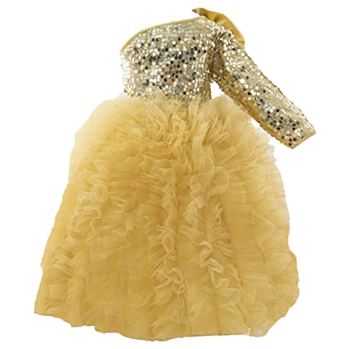 PINK WINGS Polyester Girls Maxi Gown Nightdress (Red/Royal Blue) (2-3 Years, Golden) - Image 3