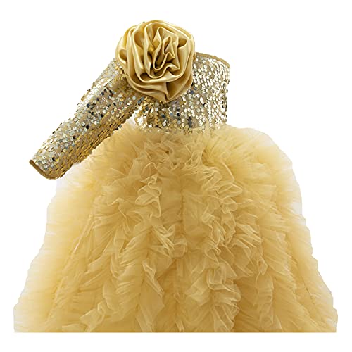 PINK WINGS Polyester Girls Maxi Gown Nightdress (Red/Royal Blue) (2-3 Years, Golden) - Image 2