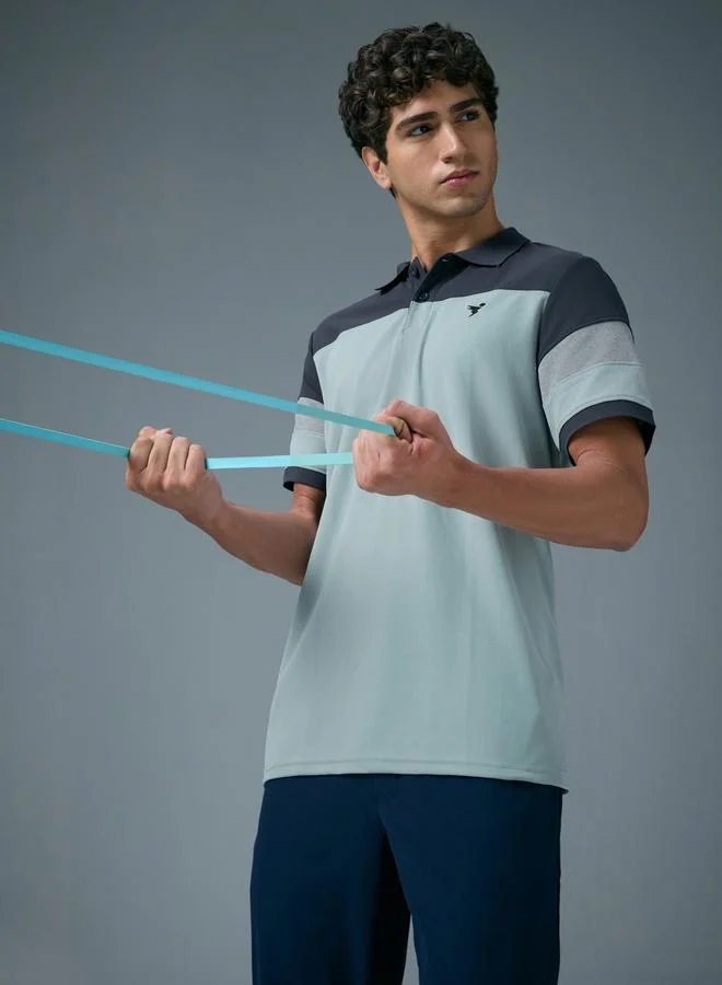 Technosport Technosport Men Slim Fit Color Block Pique Polo