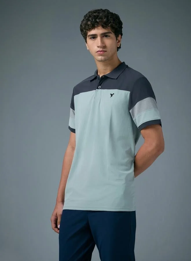 Technosport Technosport Men Slim Fit Color Block Pique Polo