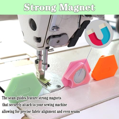BREXFIRE 3PCS Magnetic Seam Guide for Sewing Machine, Multifunctional Polygonal Hemmer Guide with Scale, Universal Sewing Quilting Supplies Accessories Tools - Image 2