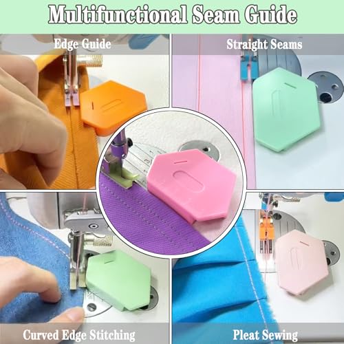 BREXFIRE 3PCS Magnetic Seam Guide for Sewing Machine, Multifunctional Polygonal Hemmer Guide with Scale, Universal Sewing Quilting Supplies Accessories Tools - Image 3