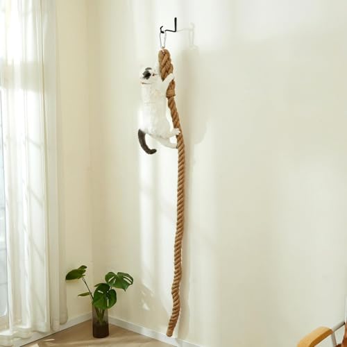 SHENGOCASE 1.9" x 6.56Ft Cat Climbing Jute Rope with Hook, Wall Mounted Furniture for Indoor and Outdoor Cat, Cimbing Pole (6.56 Feet) - Image 1