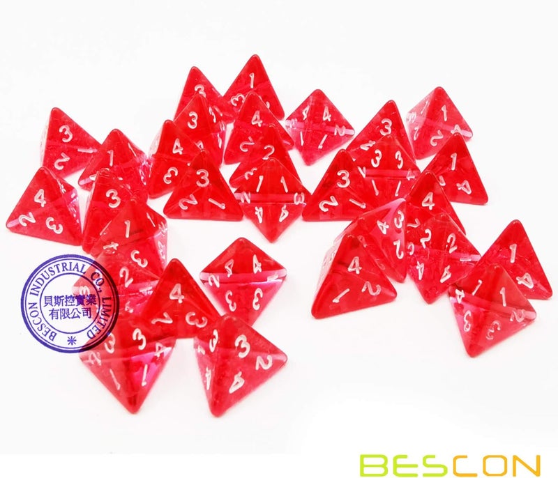 Bescon Mini Transparent Red D4 Dice 30pcs Healing Potion Bottle, 30pcs Roleplaying Mini Red Gem D4 Dice Healing Potion Pack in Glass Jar - Image 3