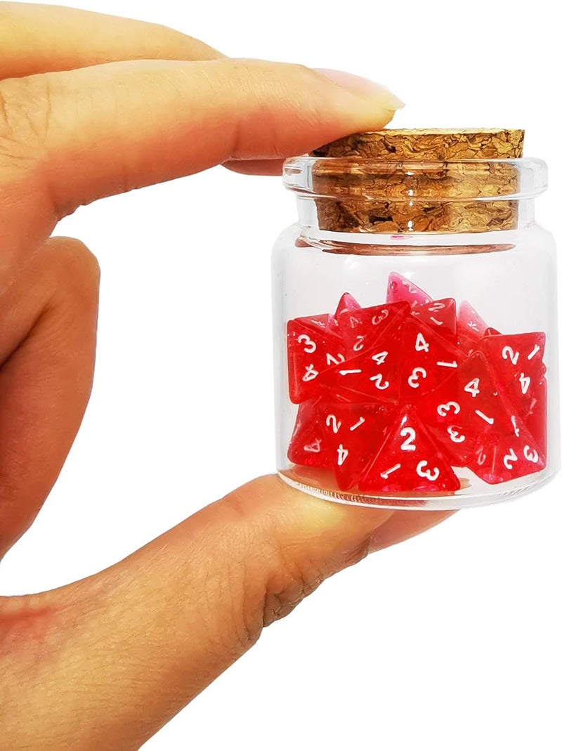 Bescon Mini Transparent Red D4 Dice 30pcs Healing Potion Bottle, 30pcs Roleplaying Mini Red Gem D4 Dice Healing Potion Pack in Glass Jar - Image 1