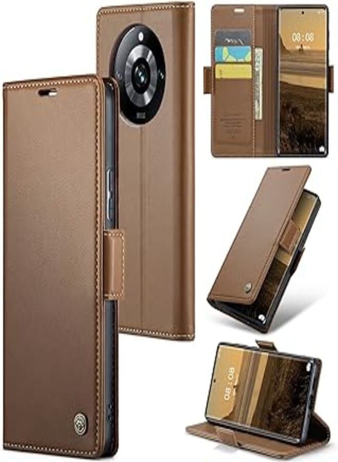 Phone Case Compatible with Realme 11 Pro/Realme 11 Pro Plus Case, Premium PU Leather Flip Case Cover with Card Holder Slot Compatible with Realme 11 Pro/Realme 11 Pro Plus (Brown)