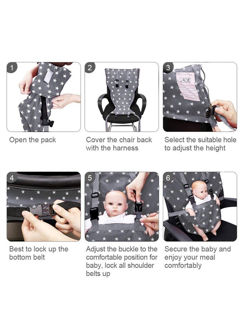 Baby Portable Travel High Chair Seats, Baby Booster Safety Seat | Adjustable, Safety, Washable | Toddler High Chair Seat Cover | Convenient Cloth Travel High Chair Fits in Your Handbag (Grey) - Image 4