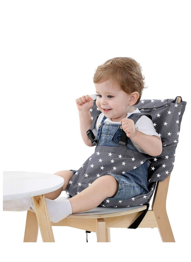 Baby Portable Travel High Chair Seats, Baby Booster Safety Seat | Adjustable, Safety, Washable | Toddler High Chair Seat Cover | Convenient Cloth Travel High Chair Fits in Your Handbag (Grey) - Image 1