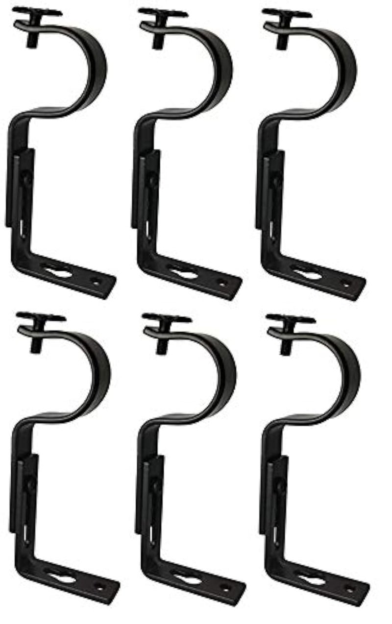 TEJATAN - Curtain Rod Brackets (Black, 1 Inch - Set of 6 (3 Pairs)) - Image 1