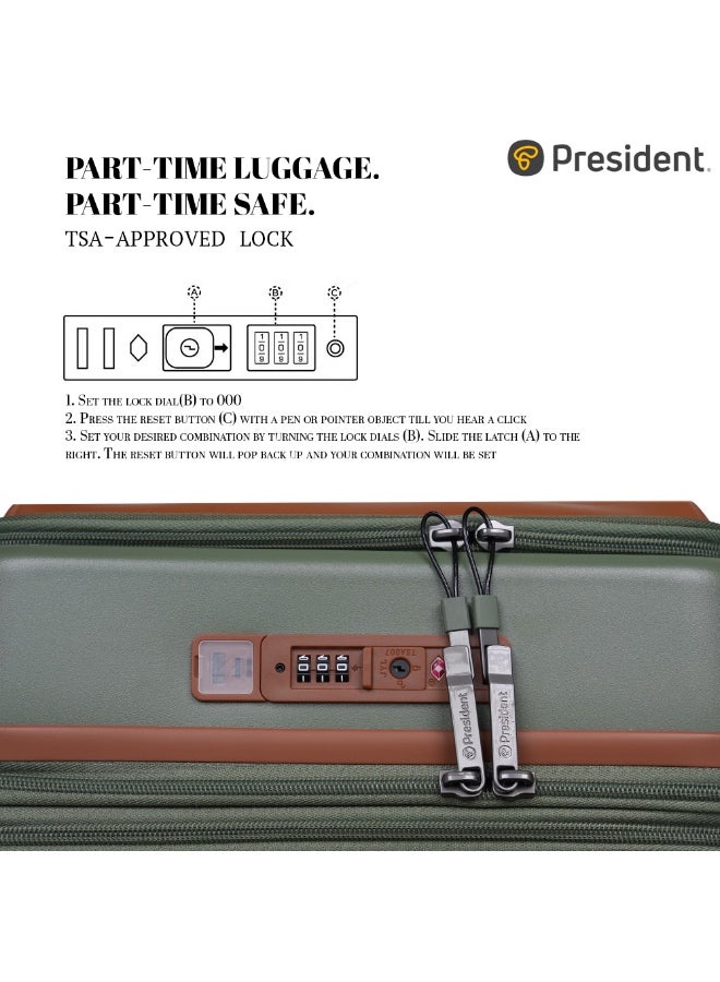 President The President Luggage Set Of 3 - Polycarbonate Material | Unisex | Money Moves, Army Green - Image 4