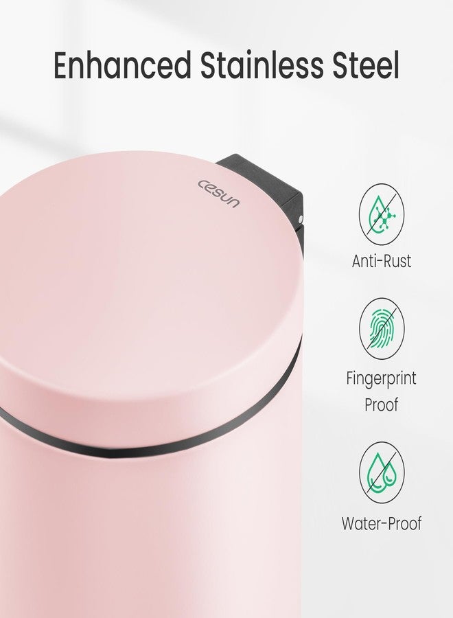 Cesun 1.2 Gallons Small Pink Trash Can, Bathroom Garbage Can with Lid and Foot Pedal, Mini Round Wastebasket for Bathroom, Bedroom, Office, 4.5 Liters / 1.2 Gallons, Pink - Image 3