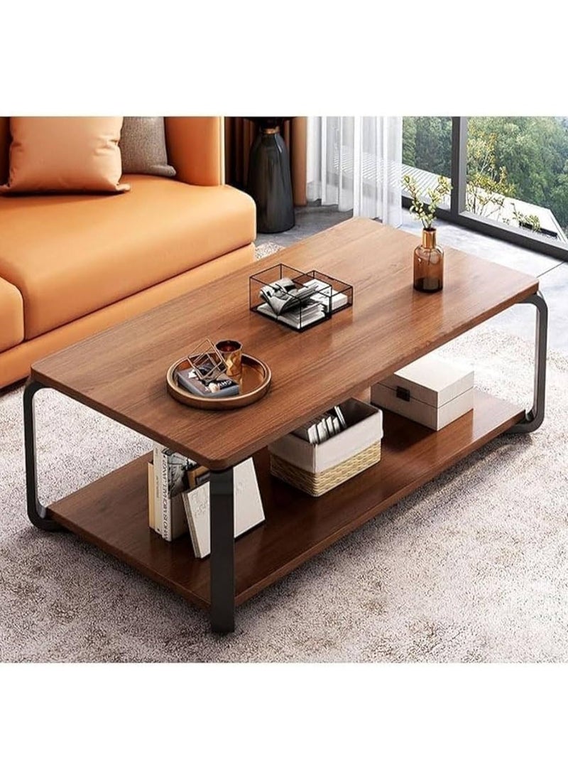 DubaiGallery - 2-tier Coffee Table, Indoor Round Sofa Table Living Room Bedroom Hotel Reception Desk Multifunction Accent Table basket table - Image 1