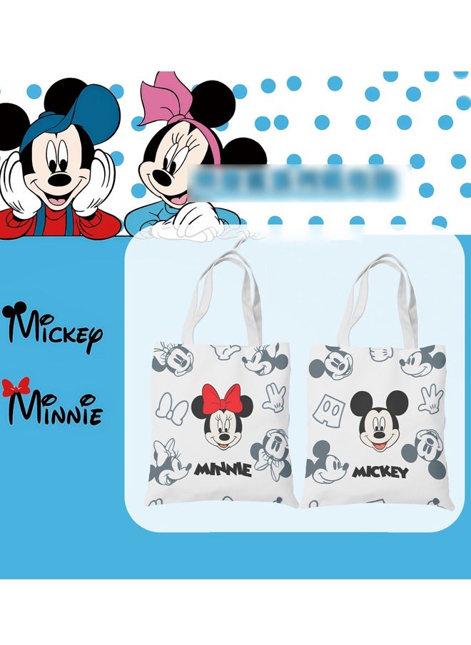 Generic Cartoon Mickey and Minnie double-sided pattern canvas tote bag, student class bag tote bag, reusable beautiful environmentally friendly bag, book shopping groceries cotton cute tote bag  - Image 1