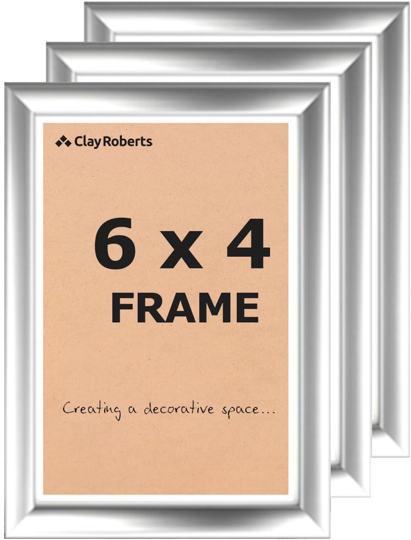 Picture Frame 6 x 4 Silver Pack of 3 Freestanding and Wall Mountable 10 x 15 cm 6x4 Picture Frames Silver 6x4 Photo Frames 4x6 Photo Collage Gallery Display