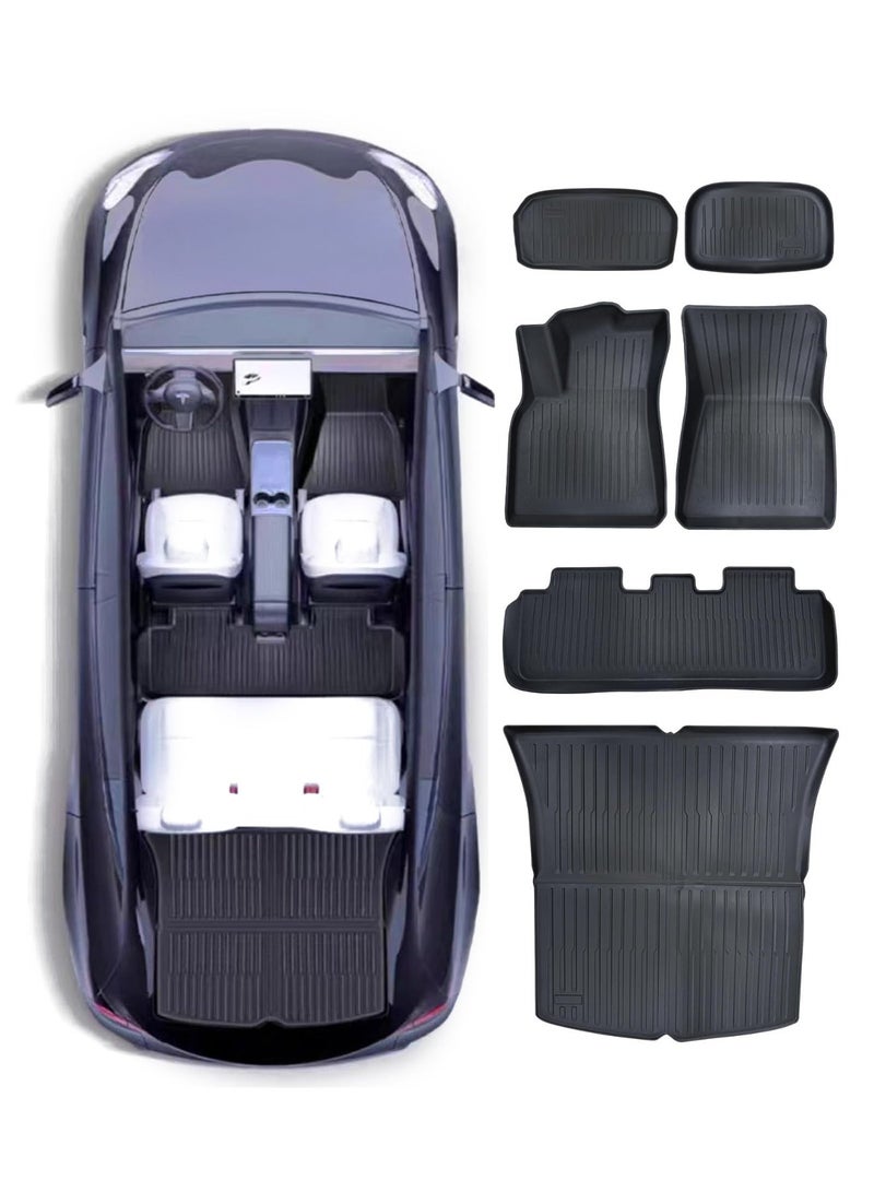 كيل › سجاد أرضي جديد لسيارة تيسلا موديل واي جونيبر 2025-2026، سجاد أرضي لجميع الفصول لسيارة تيسلا موديل واي 2025، سجاد صندوق الأمامي وسجاد الصندوق الخلفي (بطانة أمتعة المقصورة الخلفية)، اكسسوارات تيسلا موديل واي 2025-2026 (6 قطع) (تناسب فقط سيارة تيسلا موديل واي جونيبر الجديدة 2025-2026) - Image 1