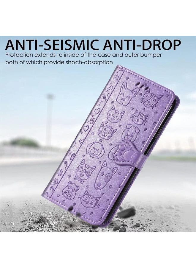 اس-توب جراب لهاتف Samsung Galaxy S24 Ultra 5G جراب هاتف من الجلد المنقوش عليه صورة قطة وكلب - Image 5