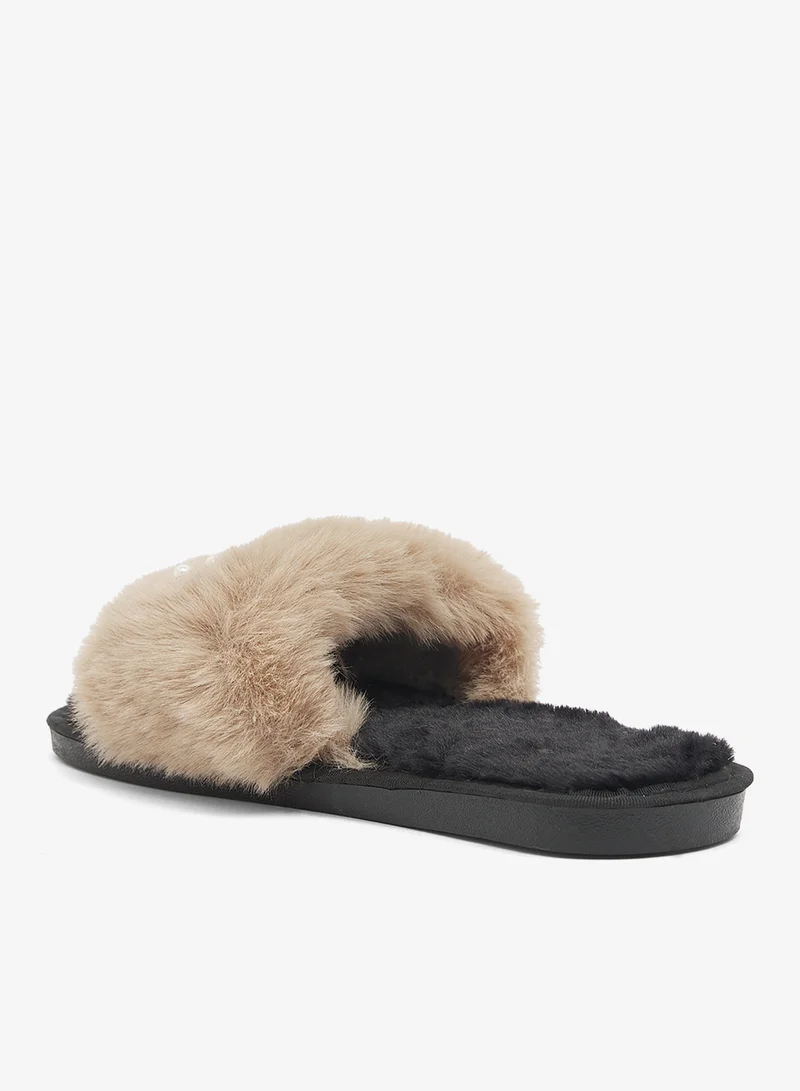 Ginger Pearl Detail Fur Bedroom Slippers