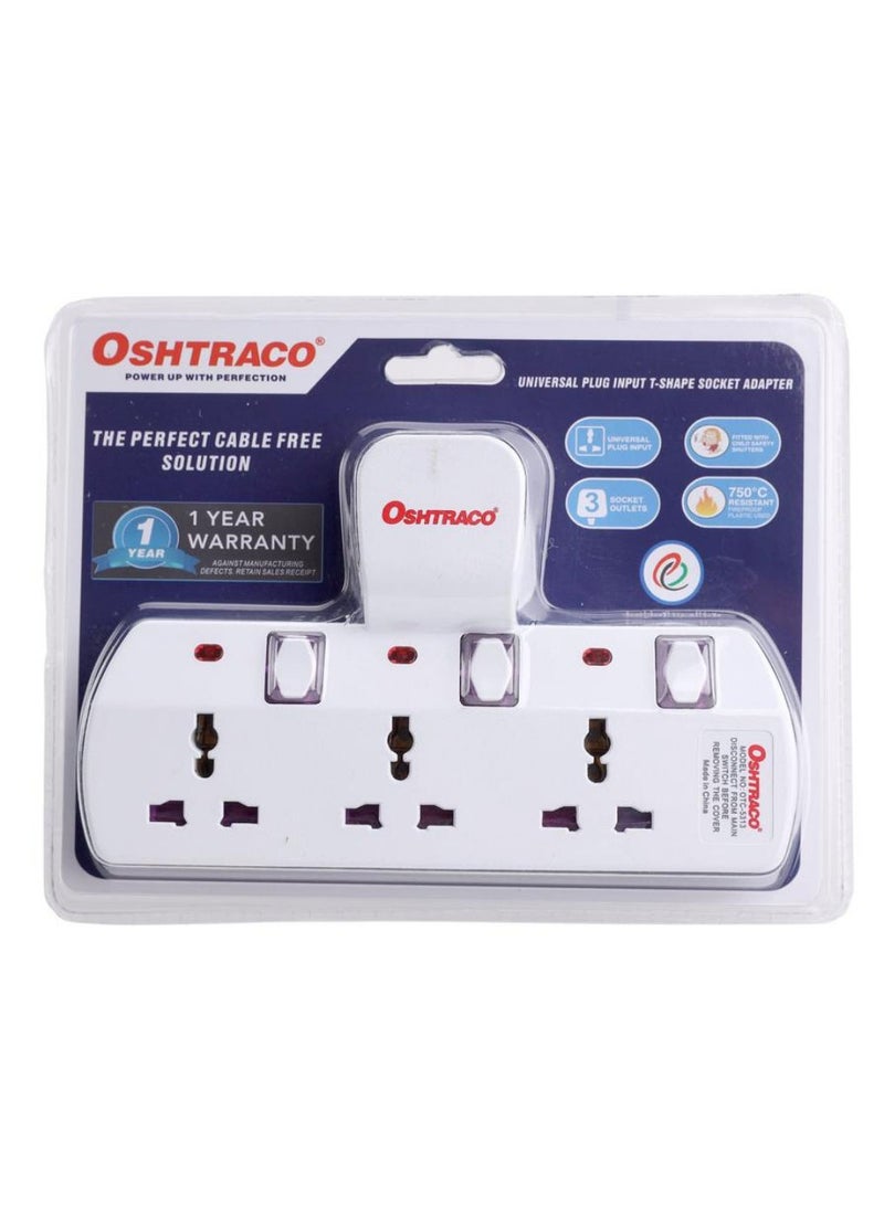 OSHTRACO مقبس أشتراكو 3-طرق مع مفتاح