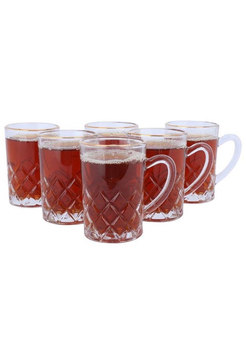 Tea Set With Golden Script 6 Pieces Transparent