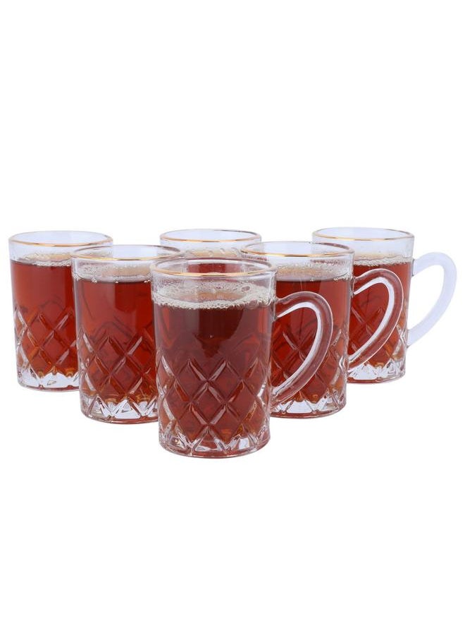 Alsaif Tea Set With Golden Script 6 Pieces Transparent  - Image 1