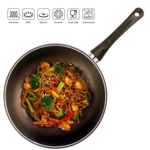 TECHEF - Art Pan Collection Wok/Stir-Fry Pan, Coated 5 times with Teflon Select Non-Stick Coating (PFOA Free) - Made in Korea (12 IN with Lid) - Image 2