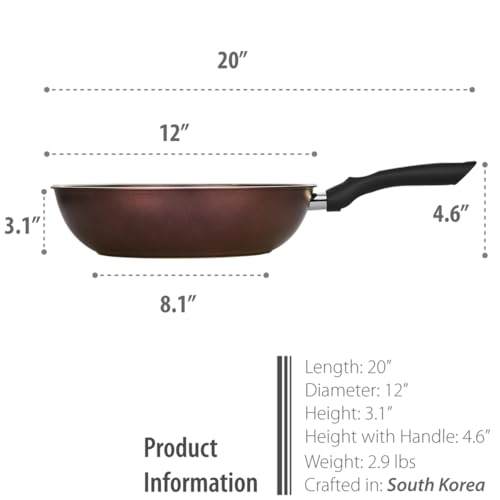 TECHEF - Art Pan Collection Wok/Stir-Fry Pan, Coated 5 times with Teflon Select Non-Stick Coating (PFOA Free) - Made in Korea (12 IN with Lid) - Image 5