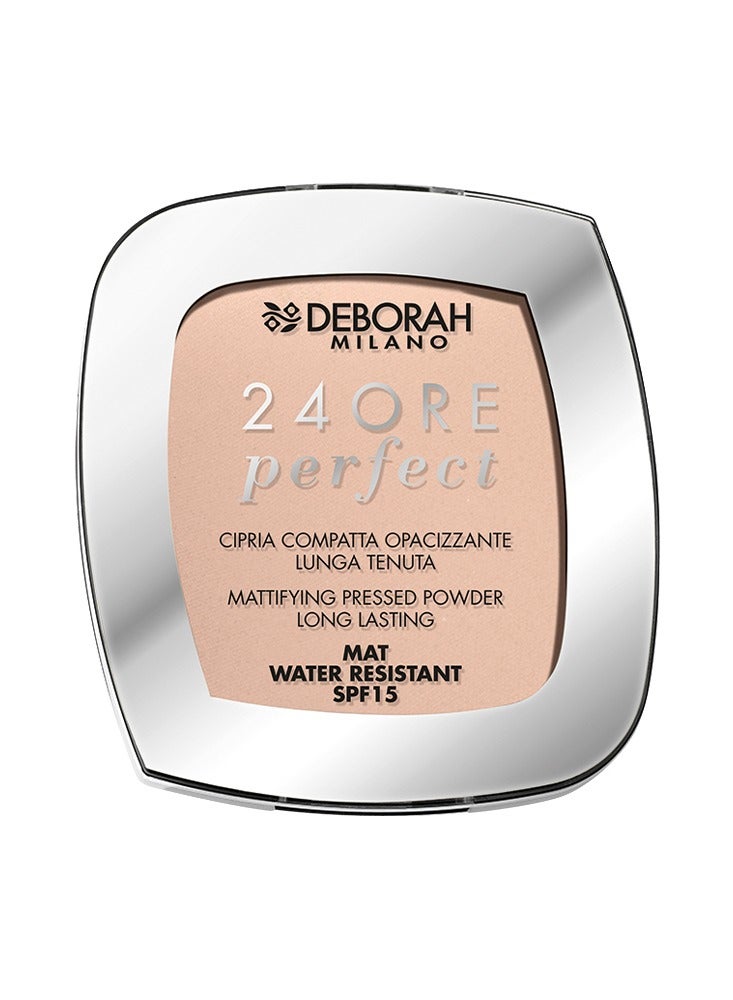 بودرة وجه Deborah 24ORE Perfect درجة 1 لتثبيت المكياج بلمسة مطفية طبيعية وثبات طويل وخفيفة الوزن