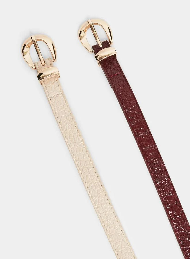 Styli Styli Pack of 2 - Textured Slim Belt