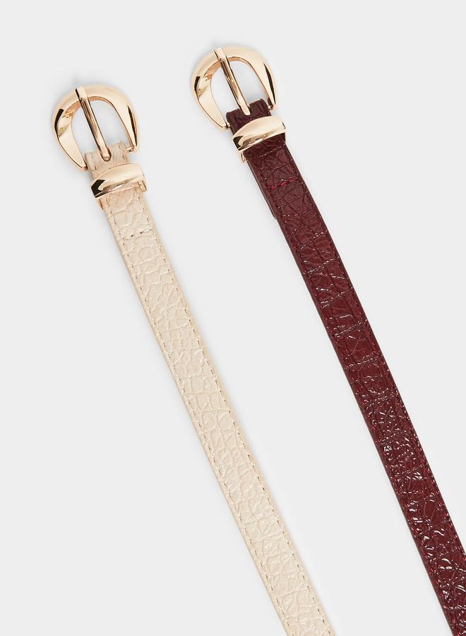 Styli Pack of 2 - Textured Slim Belt - Image 2