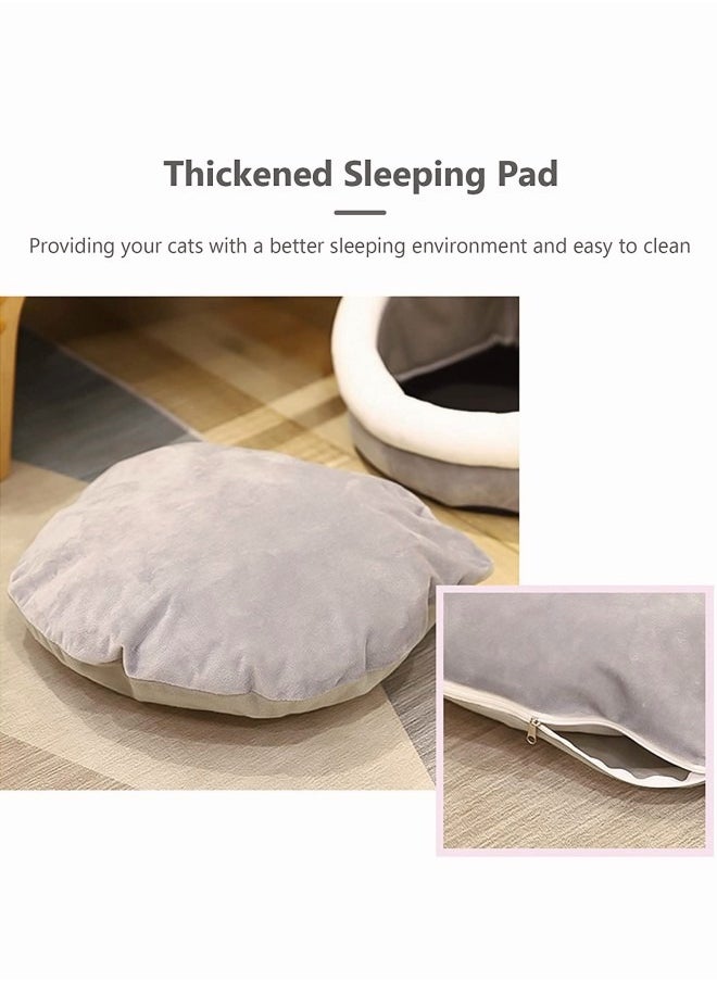 Aikenn - Cat Beds for Indoor Cats Semi-Enclosed Cat Cave Bed with a Plush Ball Large Space to Sleep Soft and Comfortable Covered Cat Bed with a Washable and Detachable Mat L 48*45*40cm - Image 1