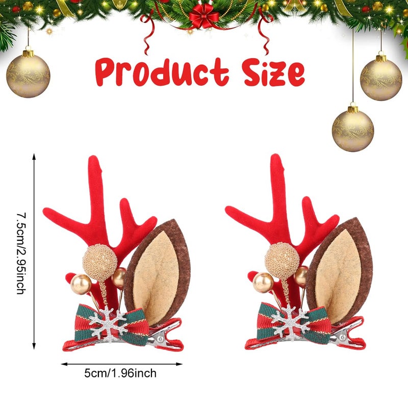 May Create ® Christmas Hair Clips for Girls Women, Cute Elk Antlers Hair Accessories for Kids, Festive Golden Berry Classic Holiday Hairpiece - Image 2