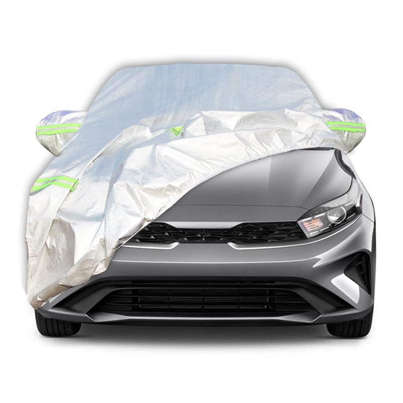 AUQDD 6Layers Premium Hatchback Car Cover Waterproof All Weather Weatherproof UV Sun Protection Snow Dust Storm Resistant Outdoor Exterior Custom FormFit Full Padded Car Cover with Straps 173 K18
