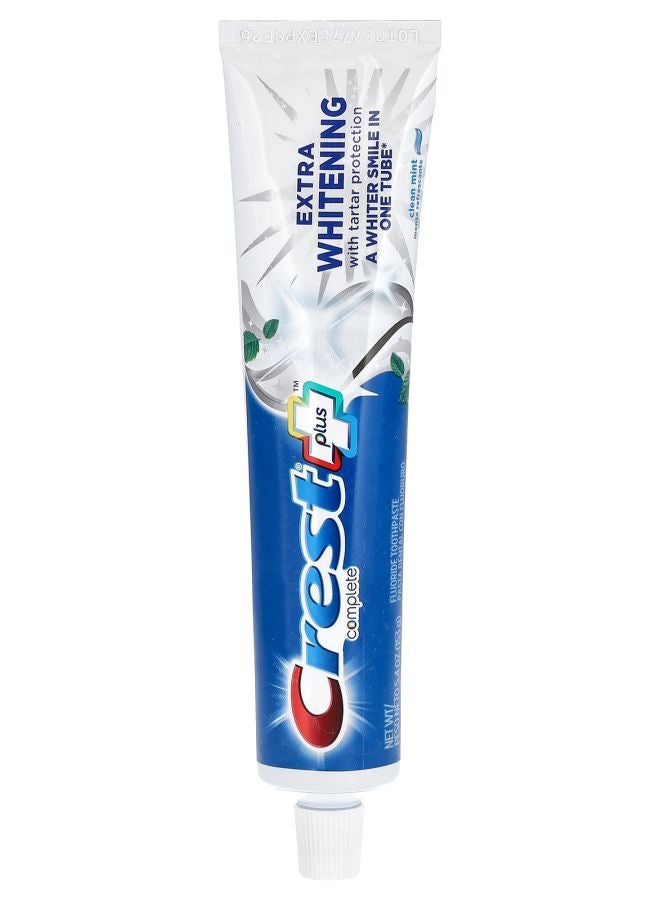 Crest Plus Complete Fluoride Toothpaste Extra Whitening with Tartar Protection Clean Mint 5.4 oz (153 g)