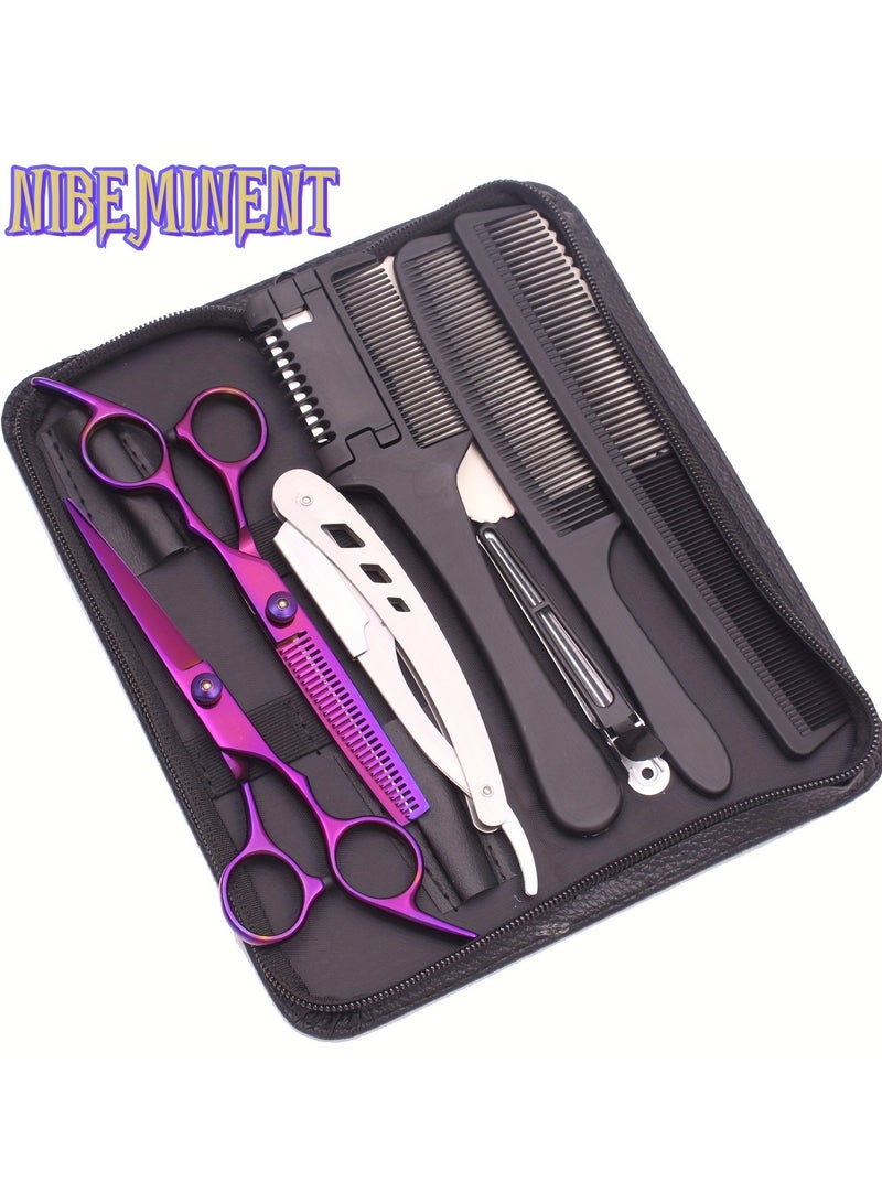 NIBEMINENT 6-inch hair cutting scissors hair cutting tool set. Hair cutting scissors set. Thinning scissors styling tool, shaver comb set, hair cutting comb, shaver, double-sided comb, apple comb - Image 1