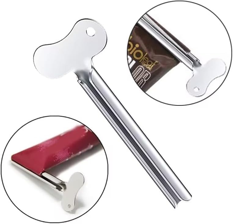 SquarezhenBo 2 Pcs Stainless-Steel Tube Toothpaste Squeezer Keys Metal Hair Dye Color Key Roller Dispenser Wringer Tool Durable Processing Bathroom Safety, Aids Accessories - Image 2