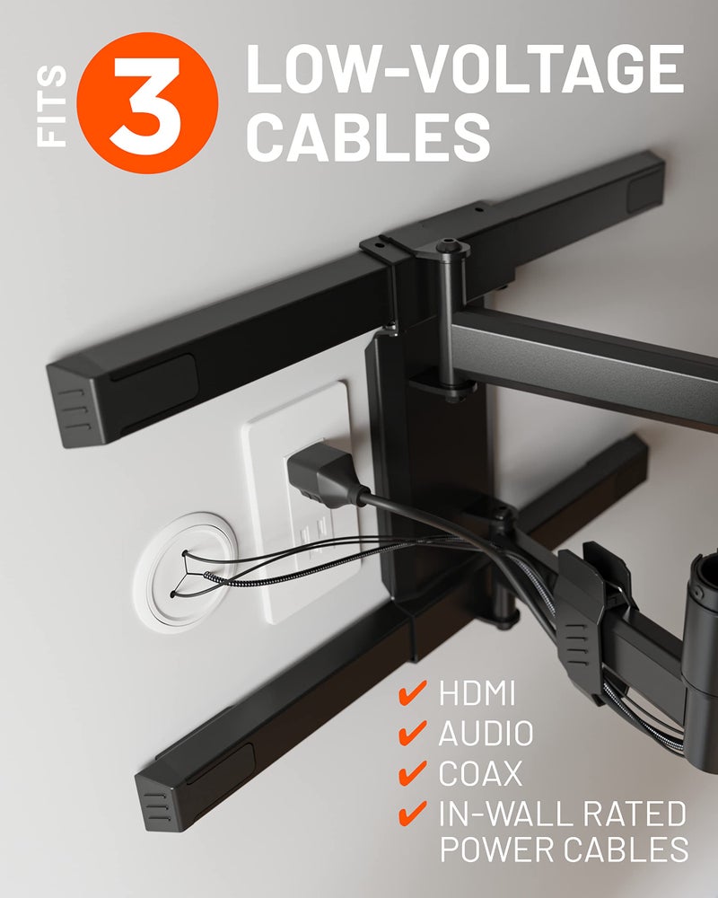 ECHOGEAR TV Cord Hider - 2.5" Mini in Wall Cable Management Kit Cord Concealer for Wall Mounted TVs - Easy 3-Step Install w/Locking Winged Grommets for Secure Fit - White - Image 2