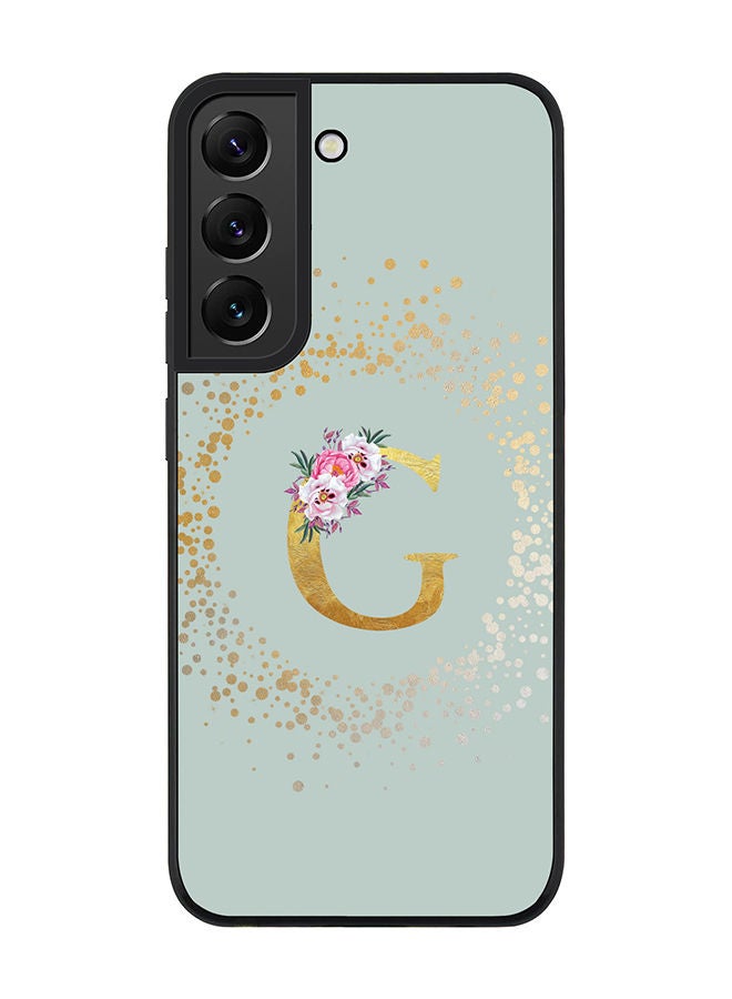 Stylizedd Rugged Black edge case for Samsung Galaxy S21 FE 5G Slim fit Soft Case Flexible Rubber Edges TPU Gel Thin Cover - Custom Monogram Initial Letter Floral Pattern Alphabet - G (Light Grey) - Image 1