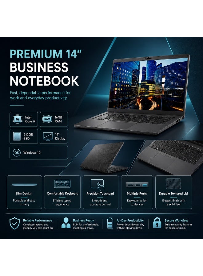 Business Laptop Computer with 16GB RAM, 512GB SSD, Hexa-Core Processor, High-Definition Graphics, Includes Laptop Stand, Carry Bag and Mouse, Ideal for Work and Study - Image 1