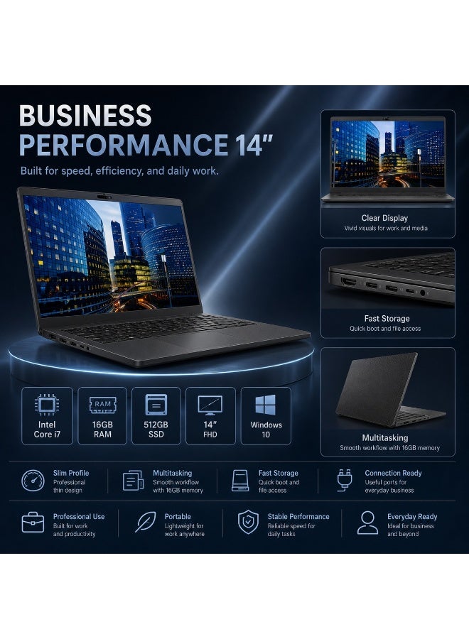 Business Laptop Computer with 16GB RAM, 512GB SSD, Hexa-Core Processor, High-Definition Graphics, Includes Laptop Stand, Carry Bag and Mouse, Ideal for Work and Study - Image 2