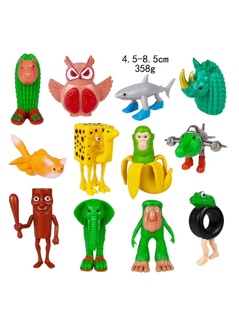 Y&D 12 قطعة ألعاب شخصية تونغ تونغ سحور لمحبي الشخصيات، نماذج شخصيات لتزيين كعكة عيد الميلاد