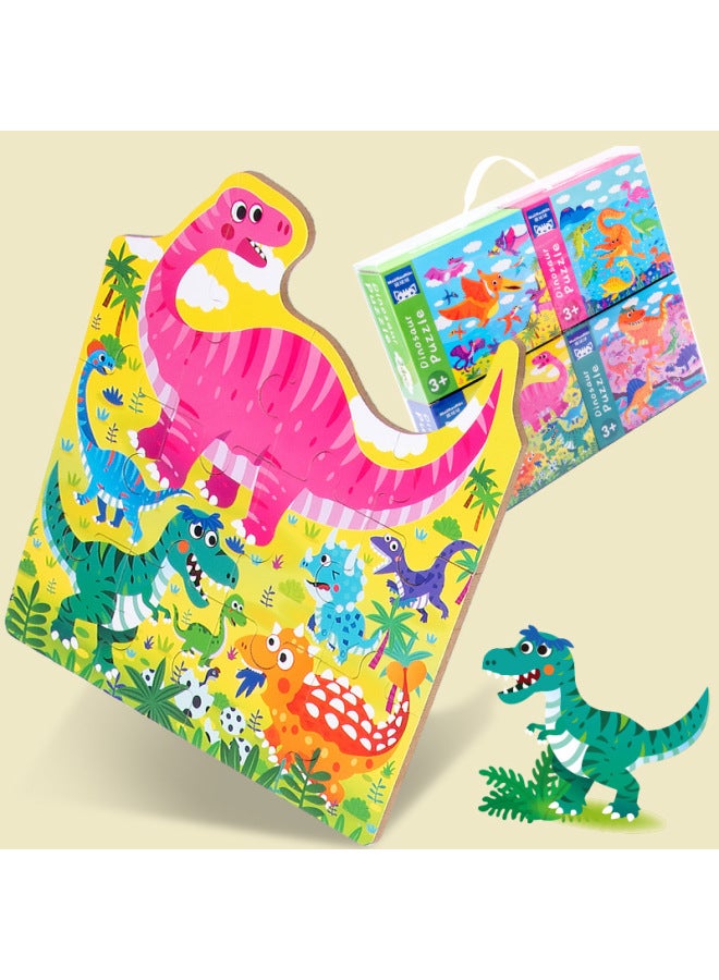 Enlightenment Children's Wooden Four-in-One Puzzle Children's Educational Children's Big Dinosaur Traffic Four Seasons Puzzle Toy-Color:Dinosaur Paradise - Image 3