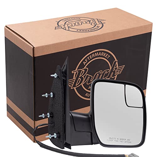 Brock Passengers Power Side View Mirror with Spotter Glass Sail Type Replacement for 2009-2014 E-Series Van AC2Z 17682 AA - Image 1