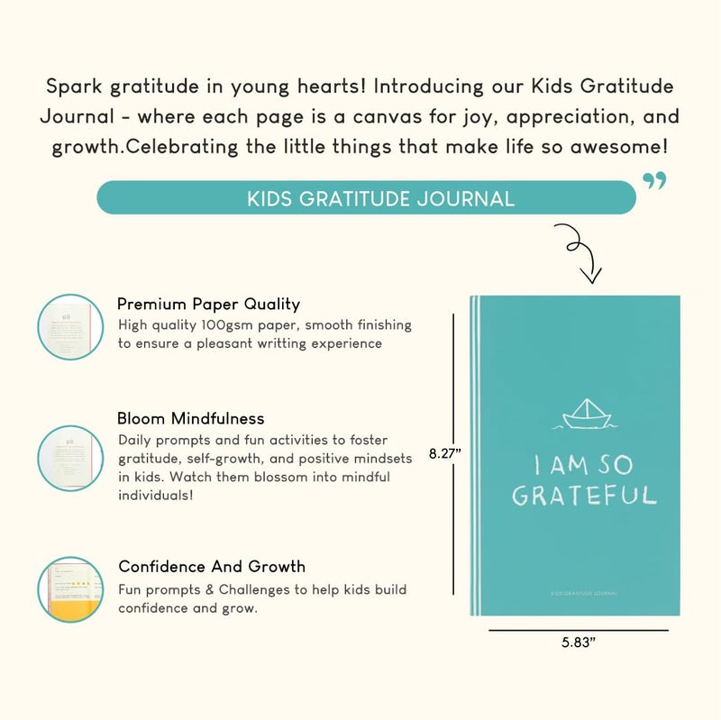 CHAARPAI Kids Gratitude Journal for 6 Months, Daily Confidence Build Up & Self Growth Journal for Kids, A5 Size,100 GSM Paper with Matt Laminated Hardbound Cover, 5-12 Age(I Am So Grateful Gratitude) - Image 3